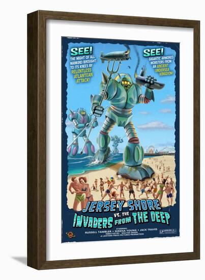 Jersey Shore, New Jersey - Invaders from the Deep-Lantern Press-Framed Art Print