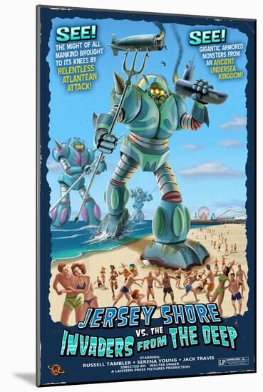 Jersey Shore, New Jersey - Invaders from the Deep-Lantern Press-Mounted Art Print
