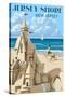 Jersey Shore - Sandcastle-Lantern Press-Stretched Canvas