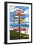 Jersey Shore - Signpost Destinations-Lantern Press-Framed Art Print