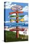 Jersey Shore - Signpost Destinations-Lantern Press-Stretched Canvas