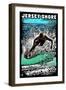 Jersey Shore - Skimboarder - Scratchboard-Lantern Press-Framed Art Print