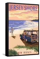 Jersey Shore - Woody on the Beach-Lantern Press-Framed Stretched Canvas
