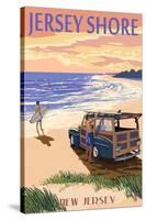 Jersey Shore - Woody on the Beach-Lantern Press-Stretched Canvas