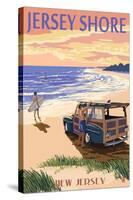 Jersey Shore - Woody on the Beach-Lantern Press-Stretched Canvas