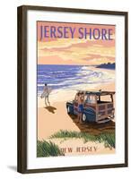 Jersey Shore - Woody on the Beach-Lantern Press-Framed Art Print