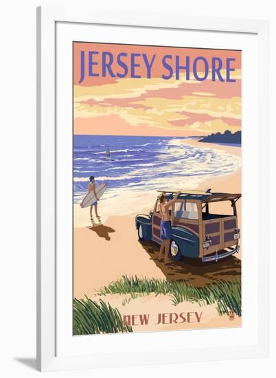 Jersey Shore - Woody on the Beach-Lantern Press-Framed Art Print