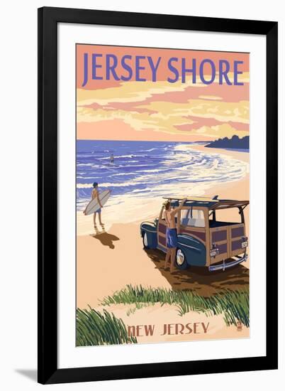 Jersey Shore - Woody on the Beach-Lantern Press-Framed Art Print