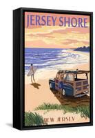 Jersey Shore - Woody on the Beach-Lantern Press-Framed Stretched Canvas