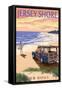 Jersey Shore - Woody on the Beach-Lantern Press-Framed Stretched Canvas