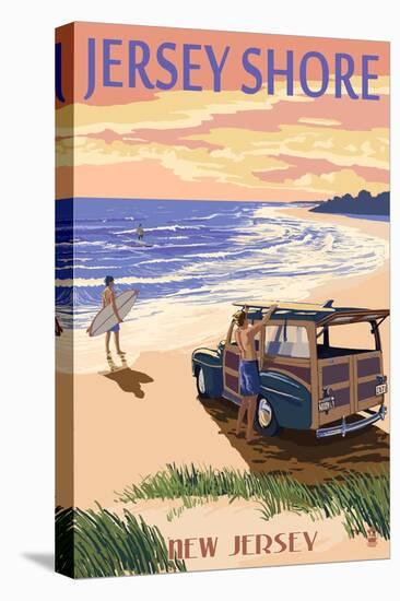 Jersey Shore - Woody on the Beach-Lantern Press-Stretched Canvas
