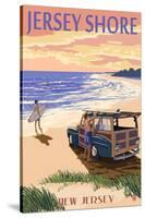 Jersey Shore - Woody on the Beach-Lantern Press-Stretched Canvas