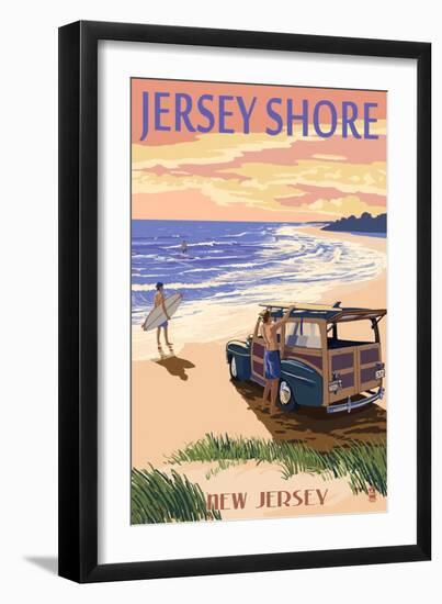 Jersey Shore - Woody on the Beach-Lantern Press-Framed Art Print