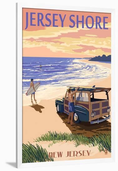 Jersey Shore - Woody on the Beach-Lantern Press-Framed Art Print