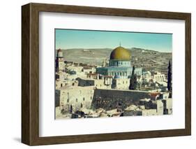 Jerusalem: Dome of the Rock and Western Wall, c.1950-null-Framed Photographic Print