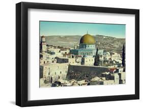 Jerusalem: Dome of the Rock and Western Wall, c.1950-null-Framed Photographic Print