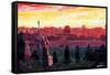 Jerusalem - Eternal City With Golden Sky-Markus Bleichner-Framed Stretched Canvas