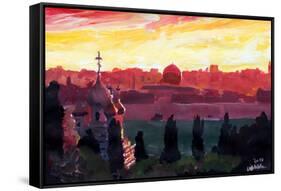 Jerusalem - Eternal City With Golden Sky-Markus Bleichner-Framed Stretched Canvas