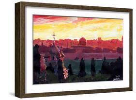 Jerusalem - Eternal City With Golden Sky-Markus Bleichner-Framed Art Print