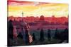 Jerusalem - Eternal City With Golden Sky-Markus Bleichner-Stretched Canvas