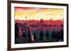 Jerusalem - Eternal City With Golden Sky-Markus Bleichner-Framed Art Print