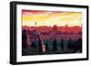 Jerusalem - Eternal City With Golden Sky-Markus Bleichner-Framed Premium Giclee Print