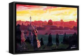 Jerusalem - Eternal City With Golden Sky-Markus Bleichner-Framed Stretched Canvas