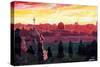 Jerusalem - Eternal City With Golden Sky-Markus Bleichner-Stretched Canvas