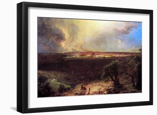 Jerusalem From The Mount Of Olives-Frederic Edwin Church-Framed Art Print