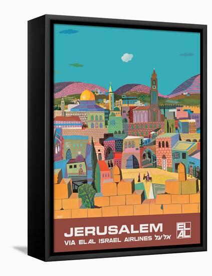 Jerusalem Israel - via El Al Israel Airlines, Vintage Airline Travel Poster, 1970s-Peri Rosenfeld-Framed Stretched Canvas