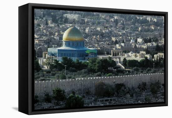 Jerusalem, Israel, View from the Mount of Olives, Dome of the Rock in the Center-null-Framed Stretched Canvas