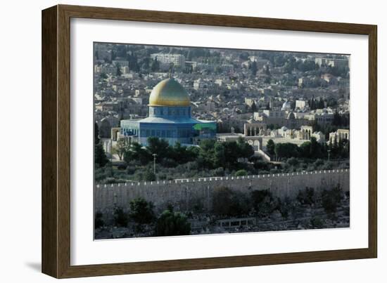 Jerusalem, Israel, View from the Mount of Olives, Dome of the Rock in the Center-null-Framed Giclee Print