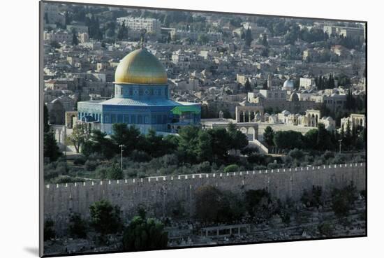 Jerusalem, Israel, View from the Mount of Olives, Dome of the Rock in the Center-null-Mounted Giclee Print
