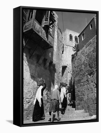 Jerusalem Street Scene-null-Framed Stretched Canvas