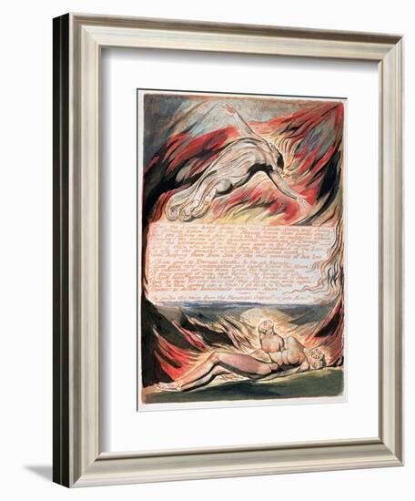 Jerusalem the Emanation of Giant Albion, The Divine Hand Found the Two Limits, Satan and Adam, 1804-William Blake-Framed Giclee Print