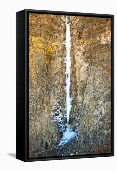 Jess Roskelley on the Cable in Gently-Overhanging at Banks Lake in Central Washington State-Ben Herndon-Framed Stretched Canvas