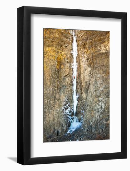 Jess Roskelley on the Cable in Gently-Overhanging at Banks Lake in Central Washington State-Ben Herndon-Framed Photographic Print