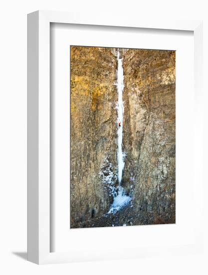 Jess Roskelley on the Cable in Gently-Overhanging at Banks Lake in Central Washington State-Ben Herndon-Framed Photographic Print