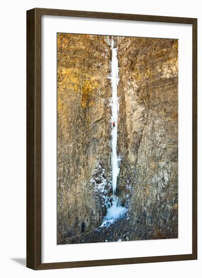 Jess Roskelley on the Cable in Gently-Overhanging at Banks Lake in Central Washington State-Ben Herndon-Framed Photographic Print