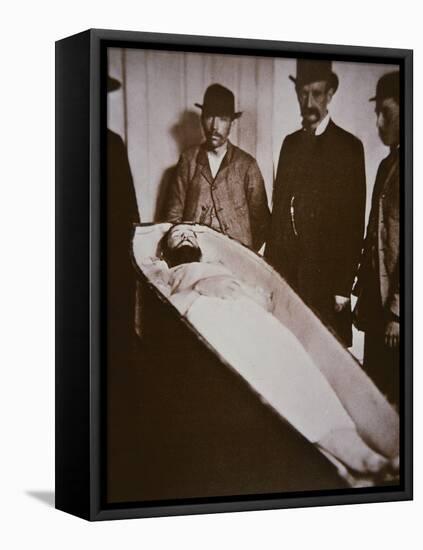 Jesse James in His Coffin after Being Shot Dead in 1882-American Photographer-Framed Stretched Canvas