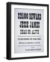 Jesse James Reward Poster, 1881-null-Framed Giclee Print