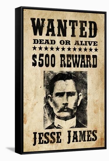 Jesse James Wanted Advertisement Print Poster-null-Framed Stretched Canvas