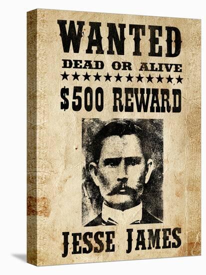 Jesse James Wanted Advertisement-null-Stretched Canvas