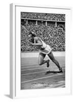 Jesse Owens at the Start of the 200 Metres at the Berlin Olympic Games, 1936-null-Framed Giclee Print