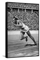 Jesse Owens at the Start of the 200 Metres at the Berlin Olympic Games, 1936-null-Framed Stretched Canvas
