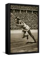 Jesse Owens at the Start of the 200m Race at the 1936 Berlin Olympics-null-Framed Stretched Canvas
