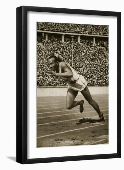 Jesse Owens at the Start of the 200m Race at the 1936 Berlin Olympics-null-Framed Giclee Print