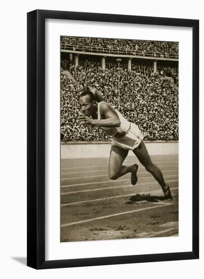 Jesse Owens at the Start of the 200m Race at the 1936 Berlin Olympics-null-Framed Premium Giclee Print