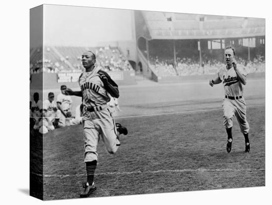 Jesse Owens Beating Baseball Player George CAse in 100-Yard Dash at Cleveland Stadium-null-Stretched Canvas