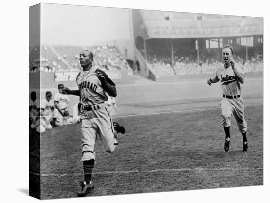 Jesse Owens Beating Baseball Player George CAse in 100-Yard Dash at Cleveland Stadium-null-Stretched Canvas